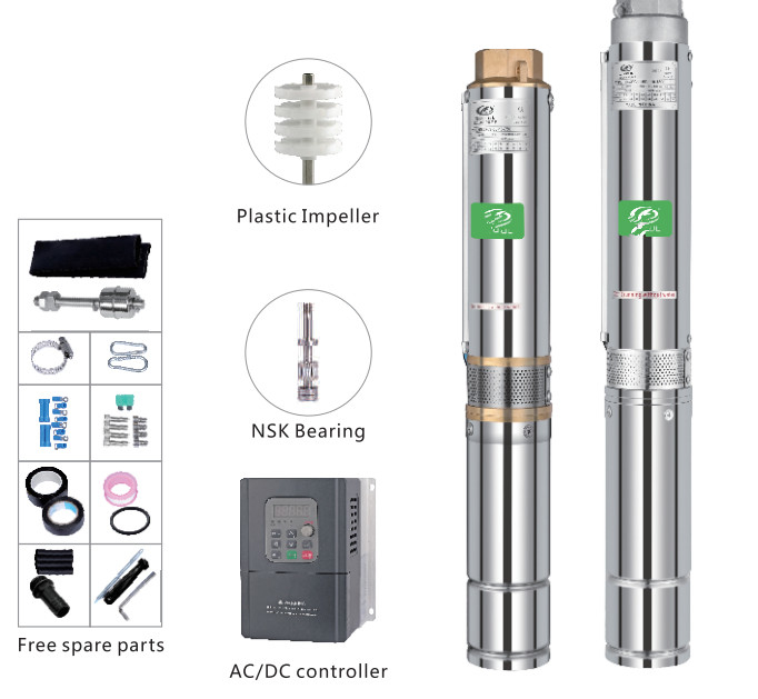 4 Inch Diameter 2Hp 48V Solar Deep Well Submersible Pump